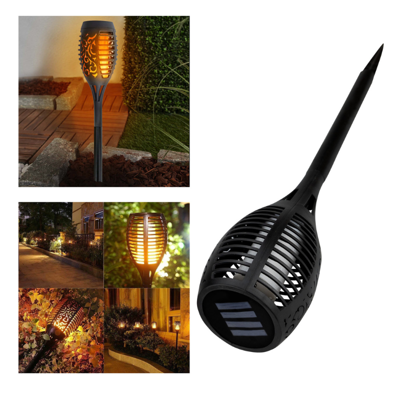 Lampa solarna z płomieniem i czujnikiem zmierzchu